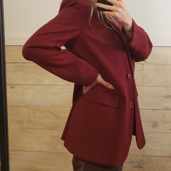 Jones new York red oversize relaxed fit boyfriend blazer with shoulder pads - Picture 5 of 9